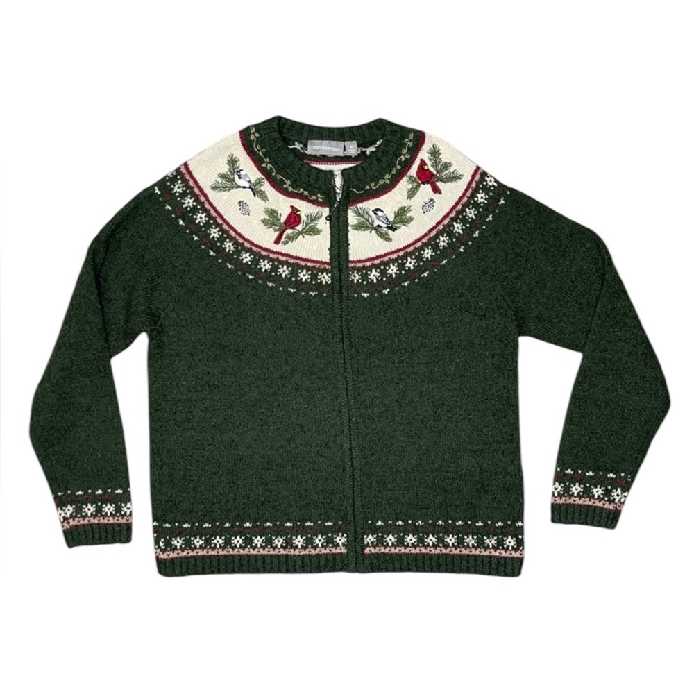 Croft & Barrow Festive Green Cardigan Sweater